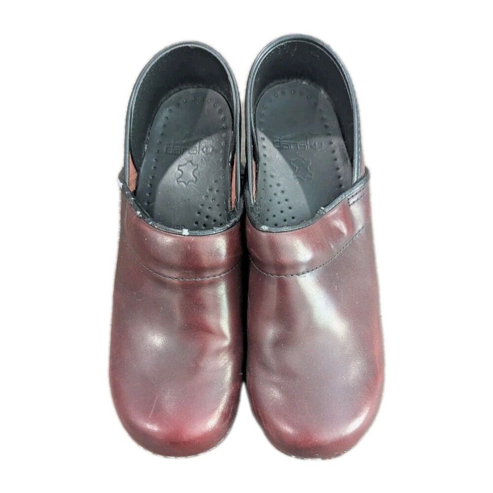 Dansko Women's Maroon Leather‎ Slide Clogs Sz 38
